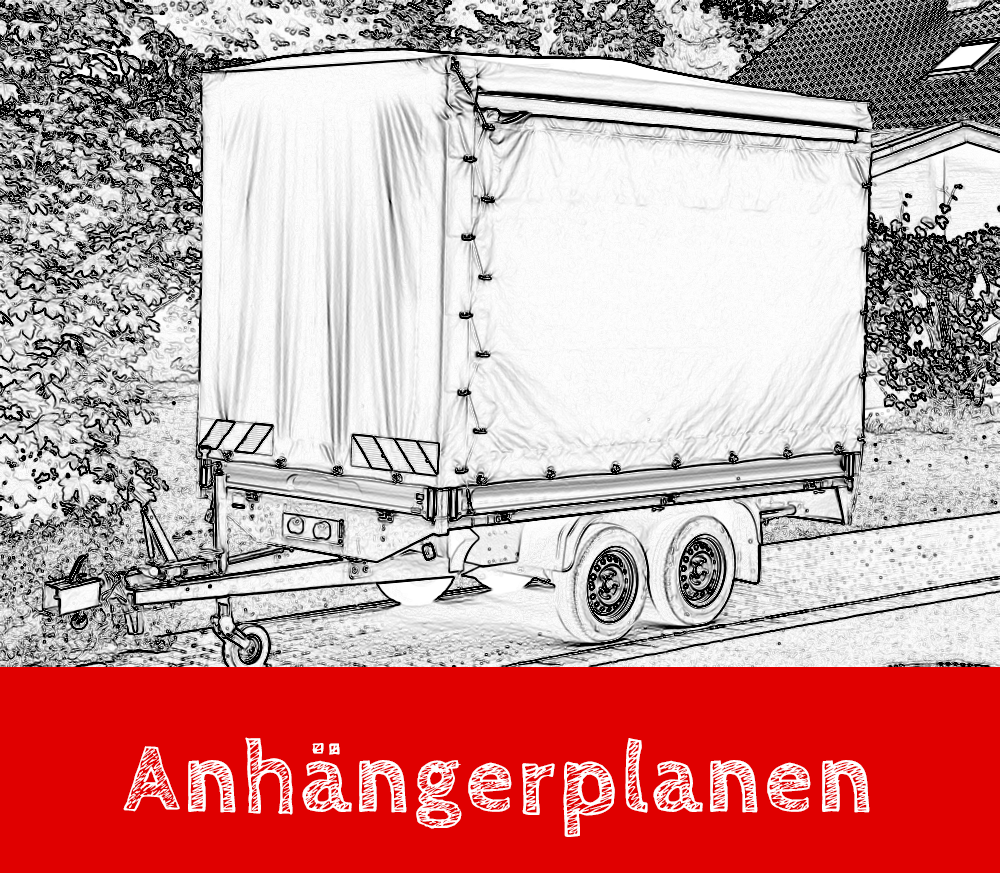 Handgezeichnete Anhängerplane mit Beschriftung