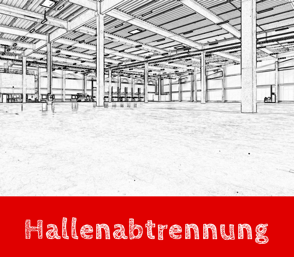 Handgezeichnete Hallenabtrennung mit Beschriftung