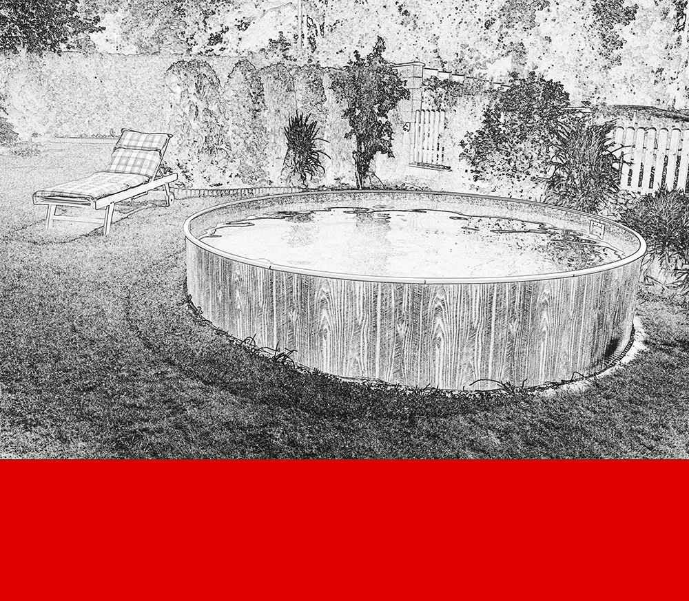 Handgezeichnete Poolplane mit Beschriftung