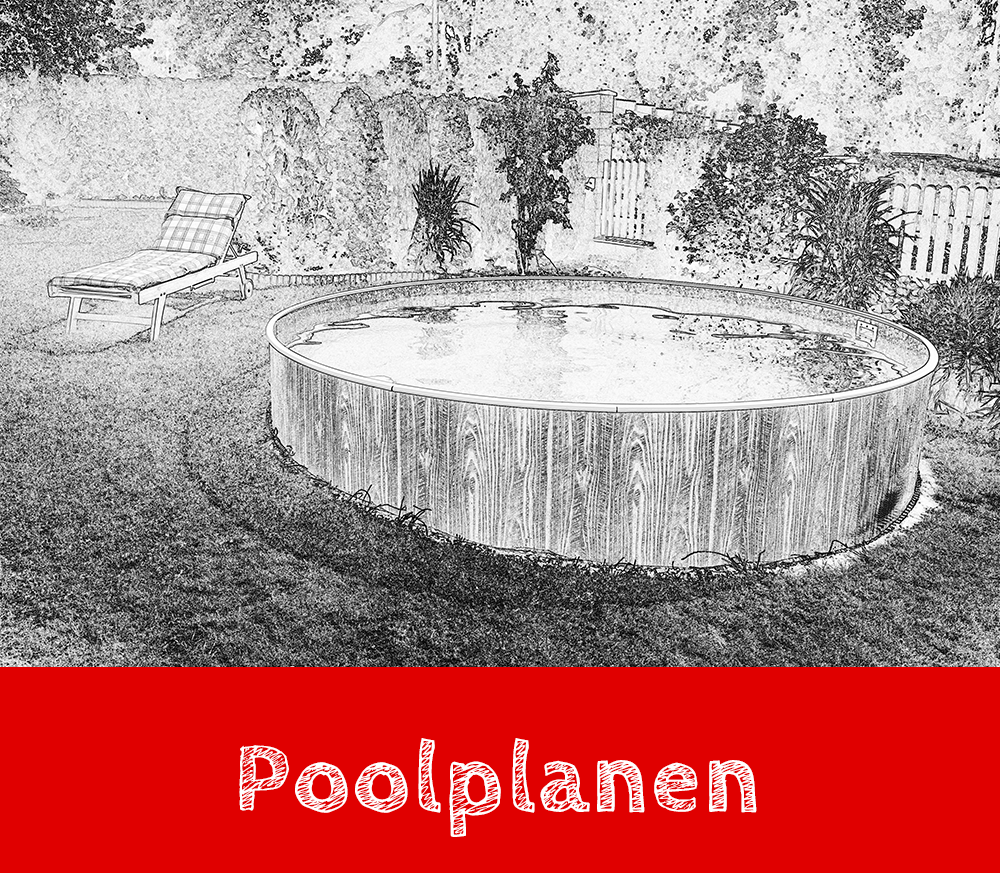 Handgezeichnete Poolplane mit Beschriftung