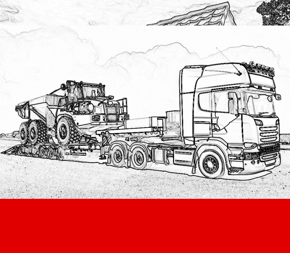 Handgezeichnete Transportplane mit Beschriftung